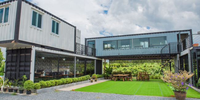 maintaining-container-restaurant A clean and inviting shipping container restaurant, showing the successful results of properly maintaining a container restaurant.