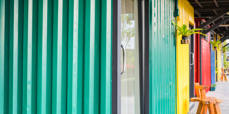 hospitality-industry-shipping-containers Modern container hotel rooms illustrate the use of shipping containers in the hospitality industry.