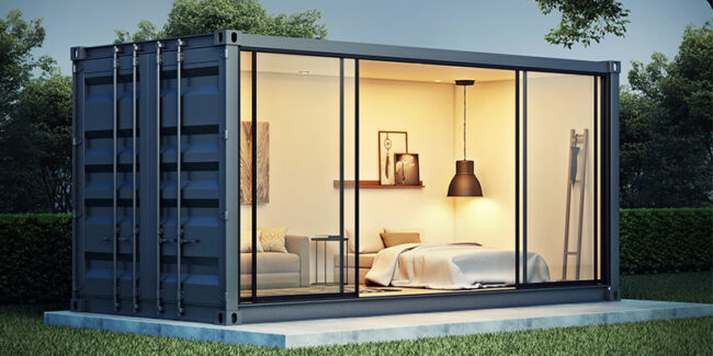 illuminate-container A well-lit container house illustrates shipping container illumination tips.