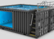 Image of a old shipping container converted into swimming pool.
