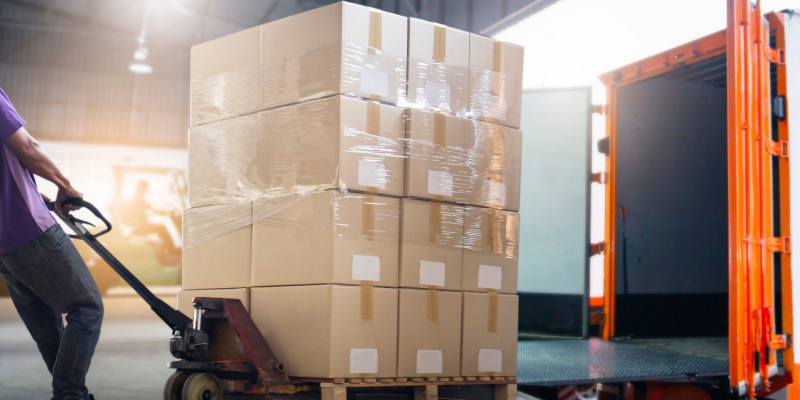 shipping-container-storage A worker takes a shipment inside the container storage unit.